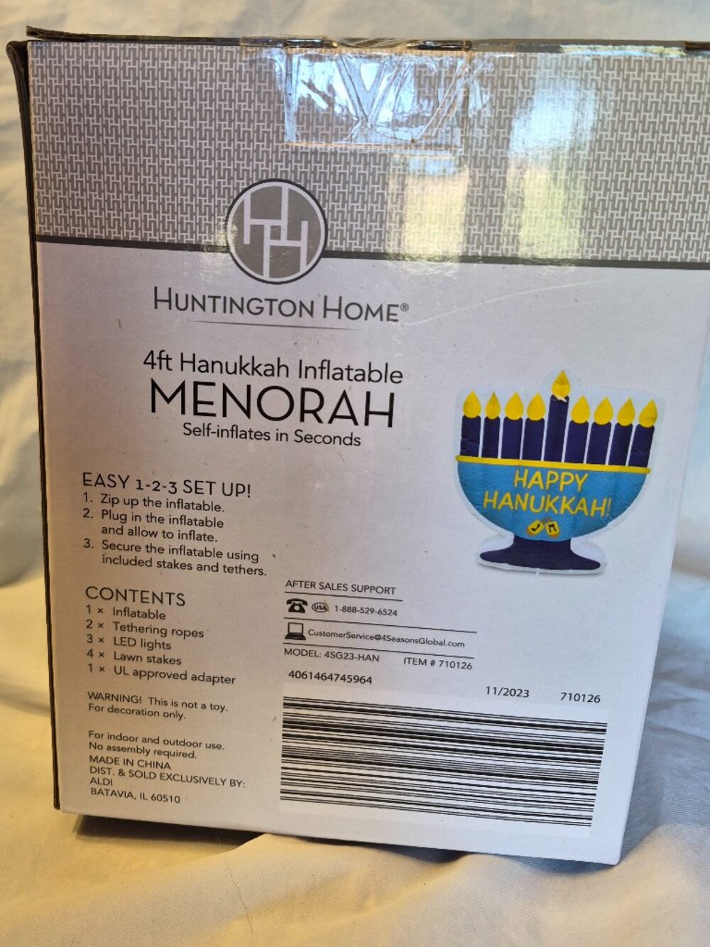 NEW 4 ft Huntington Home Hannukah Channuka Inflatable Menorah Yard Decoration - Picture 5 of 5